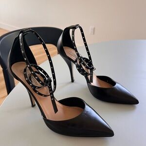 Valentino Garavani Black Stiletto Heels with T-Strap